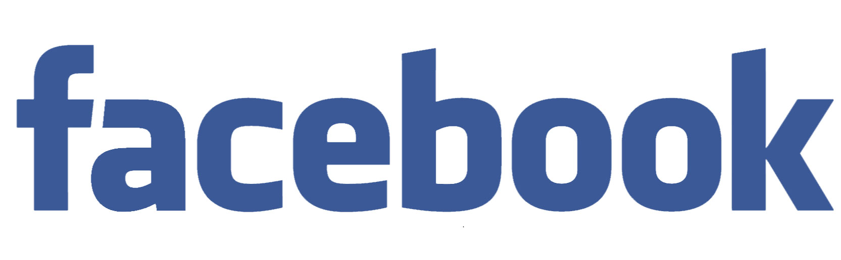 The image is a logo for Facebook, featuring the word  Facebook  in lowercase letters with a stylized  f  next to it.